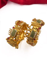 Gold Plated Ethnic Elephant And Doli Baarat Meenakari Bangles For Weddings By Gehna Shop Antique Golden Bangles